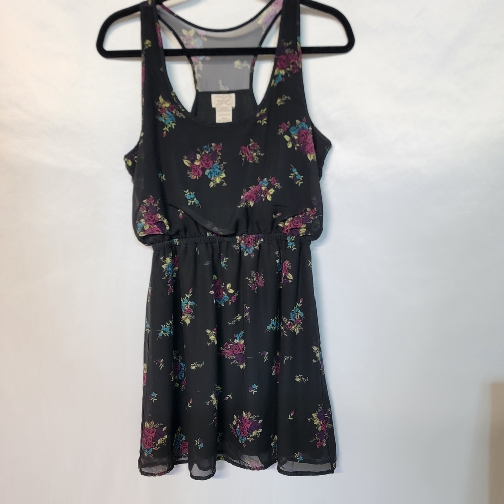 Eyelash Couture Black Floral Midi Dress